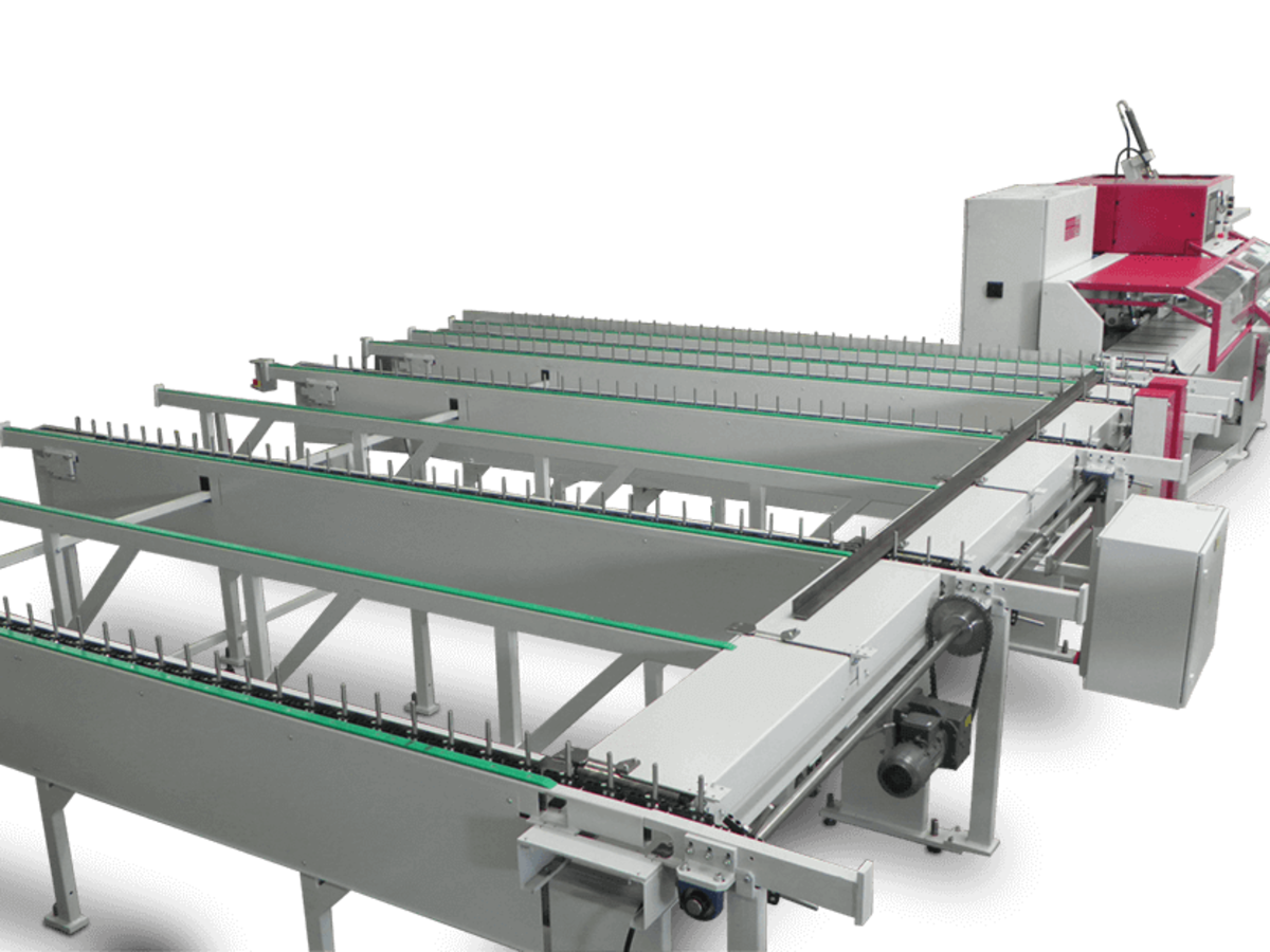 Miter circular saw PSU M with flat magazine on the infeed side